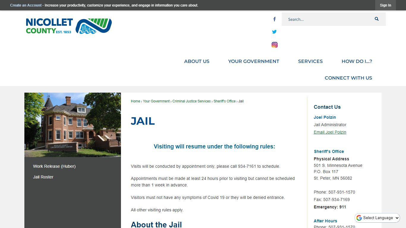Jail | Nicollet County, MN - Official Website
