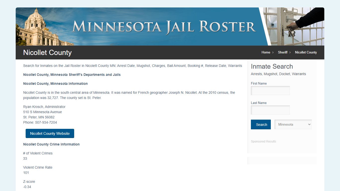 Nicollet County | Jail Roster Search