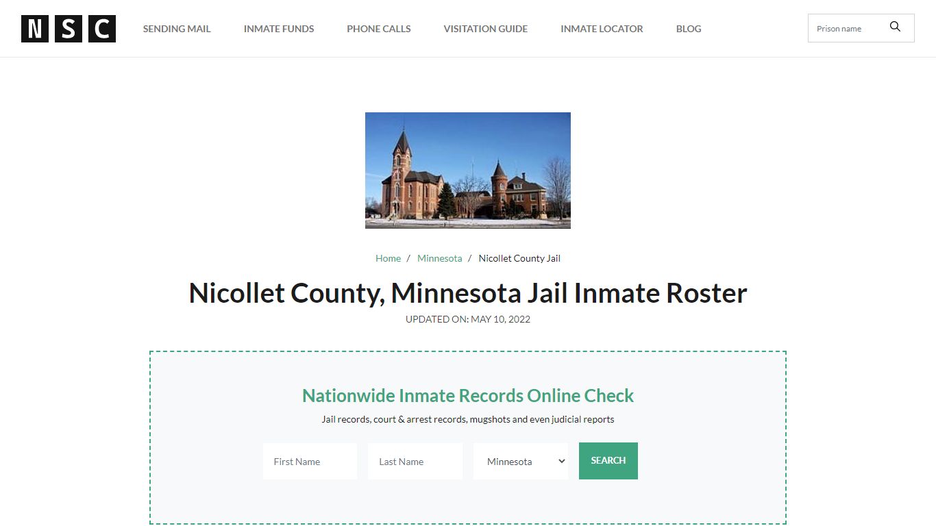 Nicollet County, Minnesota Jail Inmate List
